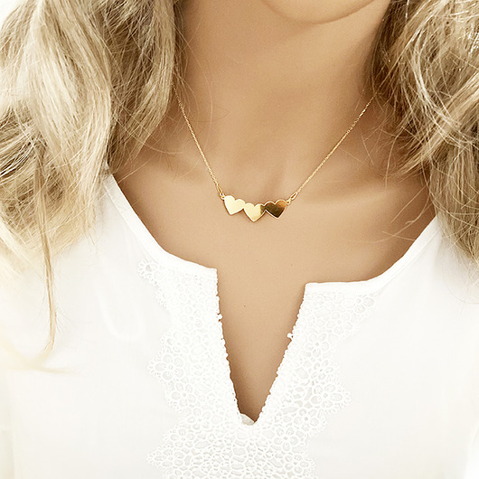 złote naszyjniki NASZYJNIK z trzema sercami, 3 serca