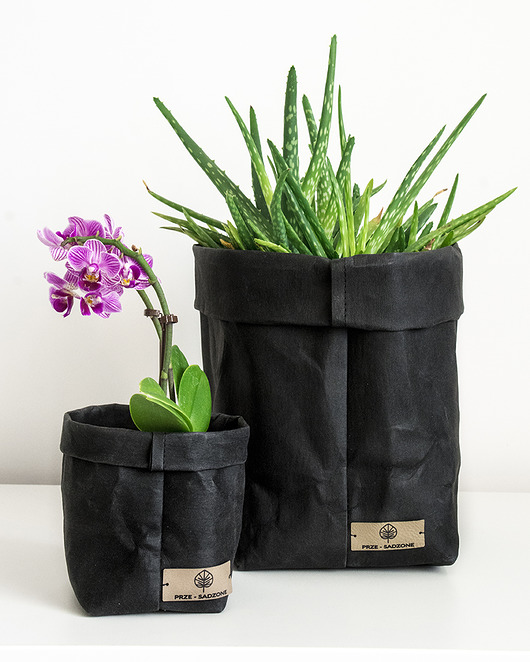 doniczki Wegańska osłonka z washpapy - kolor czarny