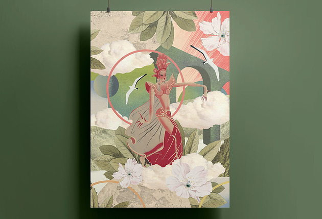 grafiki i ilustracje Plakat - kolaż - Tancerka - A4 lub 30x40 cm