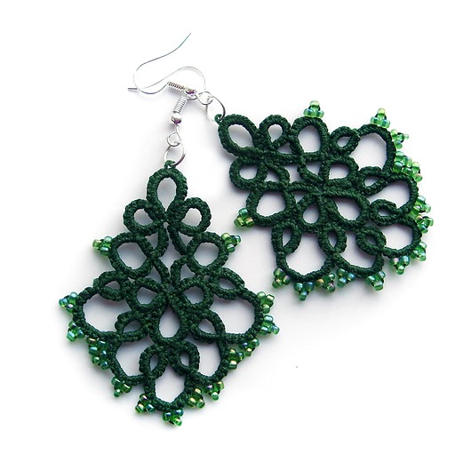 kolczyki - inne Frywolitki w zieleni