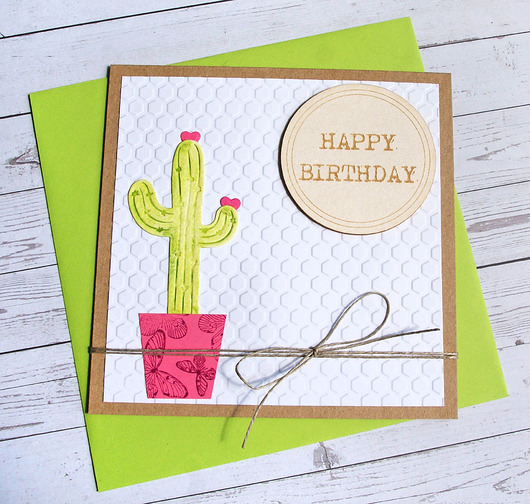 kartki scrapbooking S A L E : KAKTUS(i)OWA kartka urodzinowa