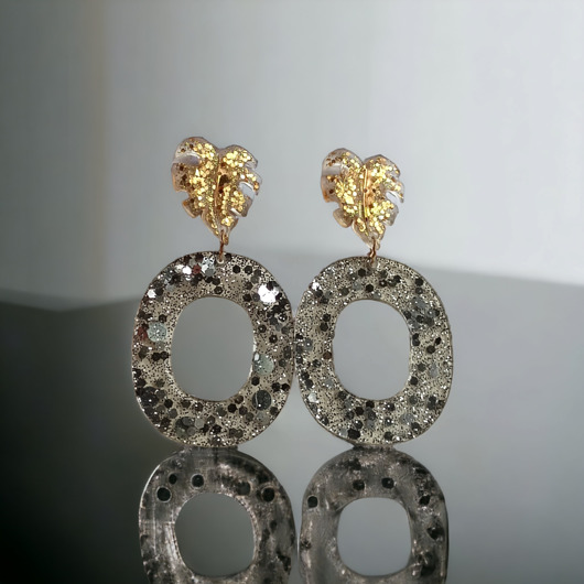 klipsy UNIKATOWE klipsy z żywicy : kolekcja GLAM.