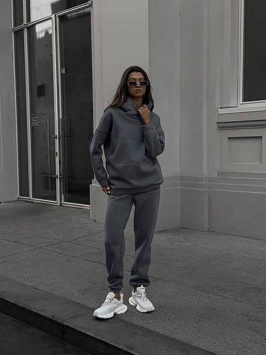 komplety damskie Komplet dresowy MONIKA ocieplany szary