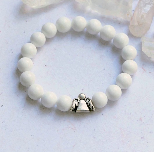 komunia - pozostałe Na Komunię - aniołek - biały jadeit