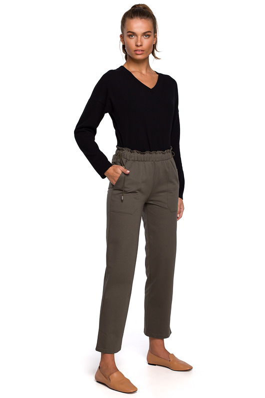 Spodnie typu joggers-oliwkowe(S228) STYLE