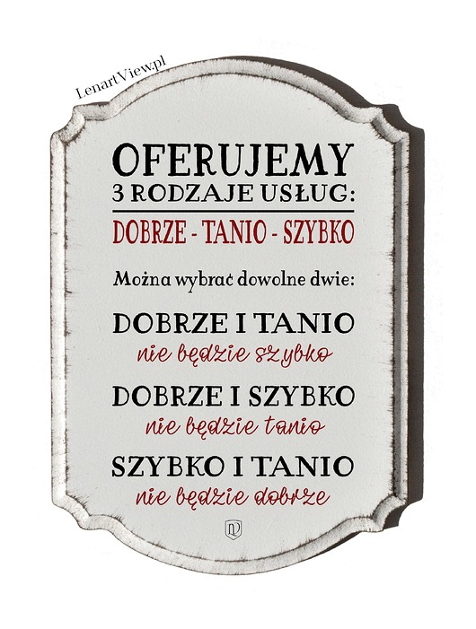 Tabliczka do biura z napisem:oferujemy 3 rodzaje LV Home