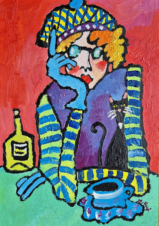 obrazy Obraz ręcznie malowany kolorowy obraz rozmowa bez słów