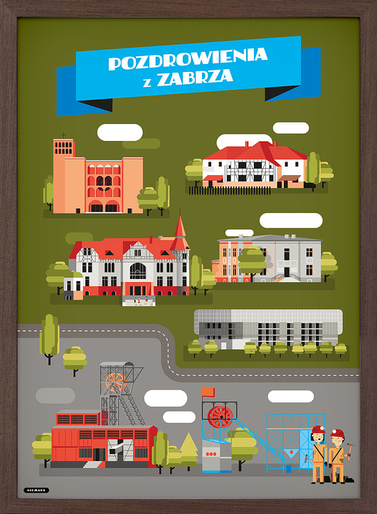 Plakat Pozdrowienia z Zabrza, 50x70 NIEMAPA