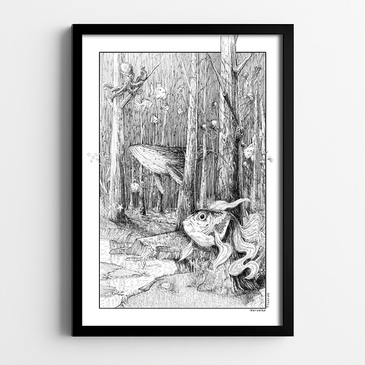 plakaty Plakat Ryby w lesie