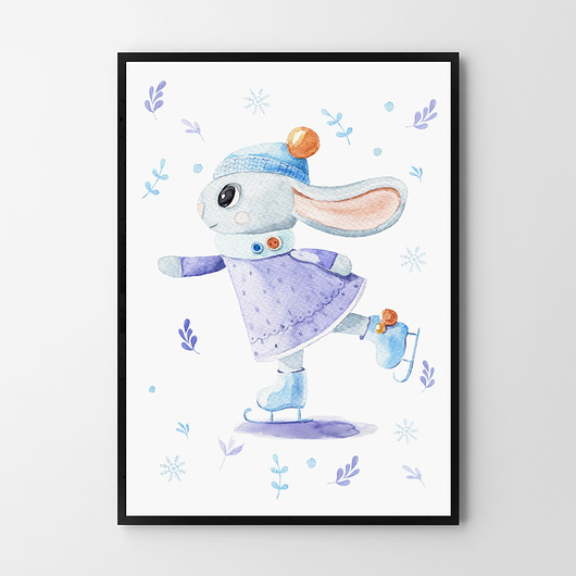 obrazy i plakaty do pokoju dziecięcego Zimowy króliczek - Plakat