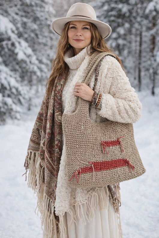 torby na ramię Torba ze sznurka konopnego