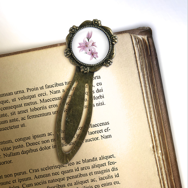 zakładki do książek Zakładka do książki - Lilia - klips, brąz