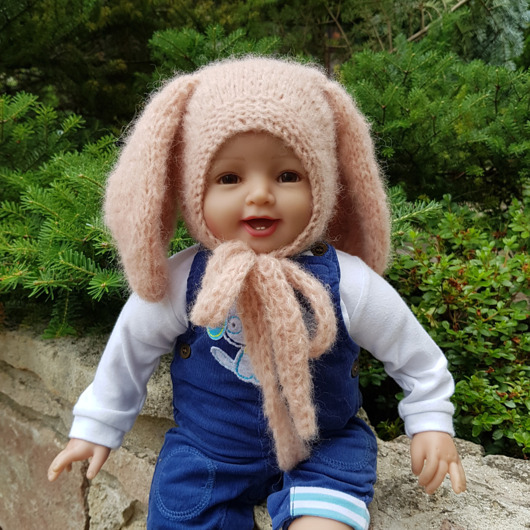 czapki dziecięce Czapka Piaskowy Króliczek alpaka/jedwab