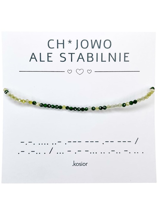 bransoletki na sznurku Bransoletka z alfabetem Morse Kwarc żółty, Szmaragd Nilu