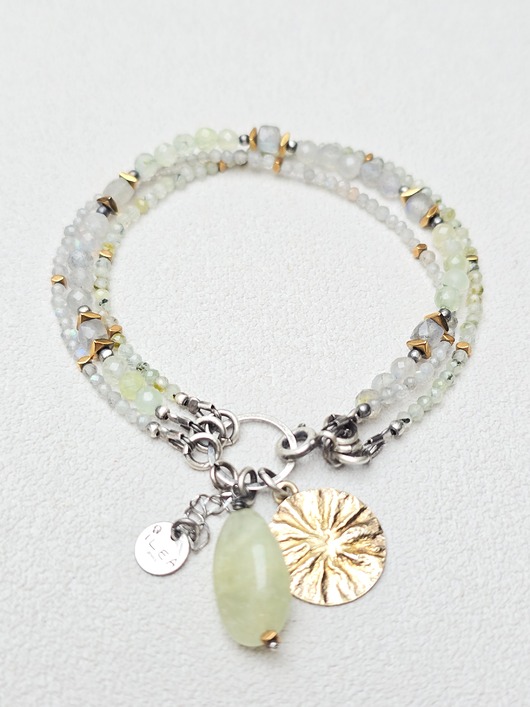 bransoletki srebrne Potrójna  Bransoletka  z Młotkowaną  Blaszką