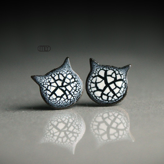 kolczyki ceramiczne Koty/stal chirurgiczna