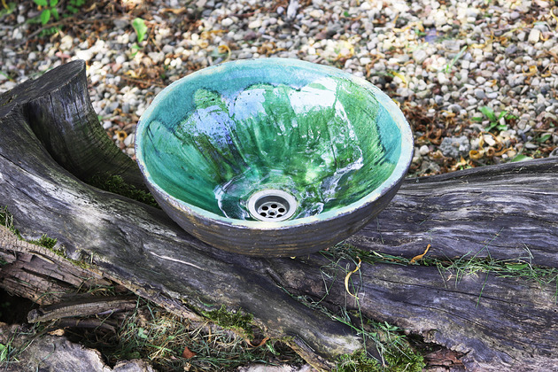 umywalki Umywalka zielona, umywalka nablatowa, umywalka ceramiczna, okragła