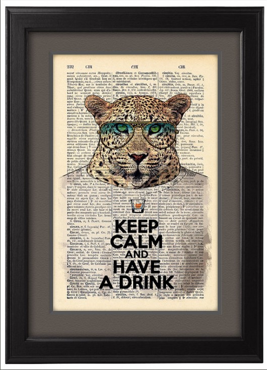 Plakat, grafika, ilustracja, gepard, okulary nkcraftstudio