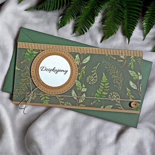 kartki scrapbooking Podziękowanie : dziękujemy : kartka-kopertówka : las
