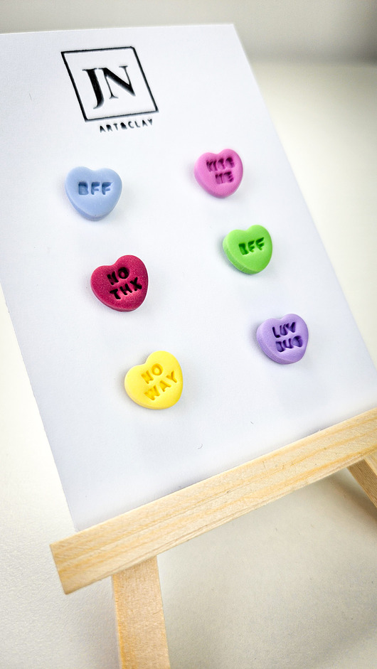 kolczyki z masy plastycznej Kolczyki serduszka zestaw 3 par