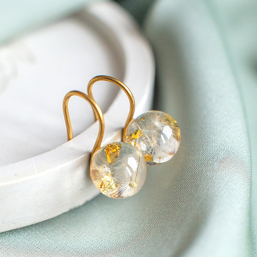 kolczyki z żywicy Kolczyki z rzęsek dmuchawca