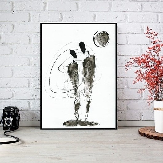 Grafika czarno-biała A4 wykonana ręcznie. Krystyna Siwek Art