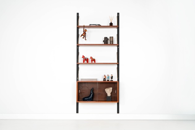 półki Regał systemowy tekowy, duński design, lata 60, produkcja: Dania