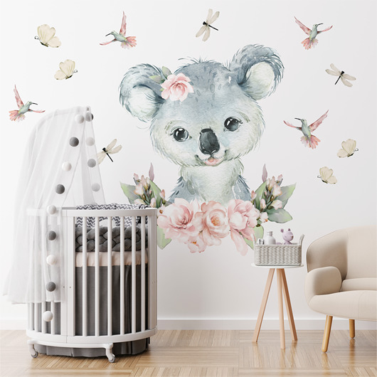 naklejki ścienne do pokoju dziecka Koala Wśród Kwiatów - Naklejki Na Ścianę Dla Dzieci