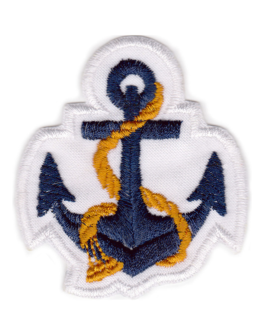 naszywki na ubrania Naszywka naprasowanka KOTWICA GRANATOWO-ZŁOTA termoprzylepna haft 6x6,5cm