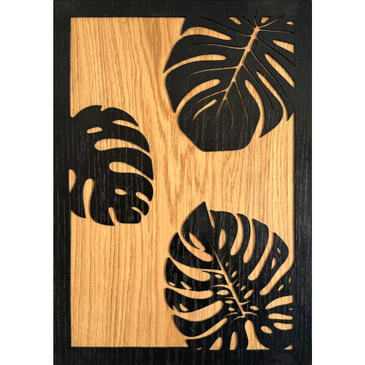 obrazy Drewniany obraz Monstera Liście 3D