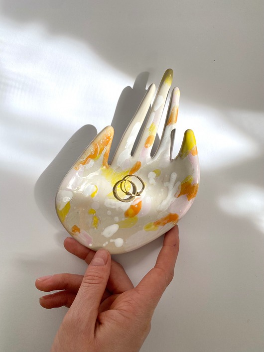 pojemniki na biżuterię Ceramiczna Dłoń Stojak na Biżuterię Halo Wiosna