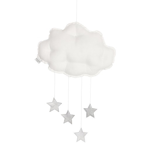 karuzele i girlandy do łóżeczka BIAŁY mobil chmurka, srebrne gwiazdki