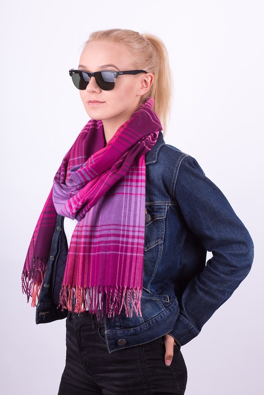 Szalik Damski -25% w kratę Piękna kolorystyka AKADEMIA STYLU