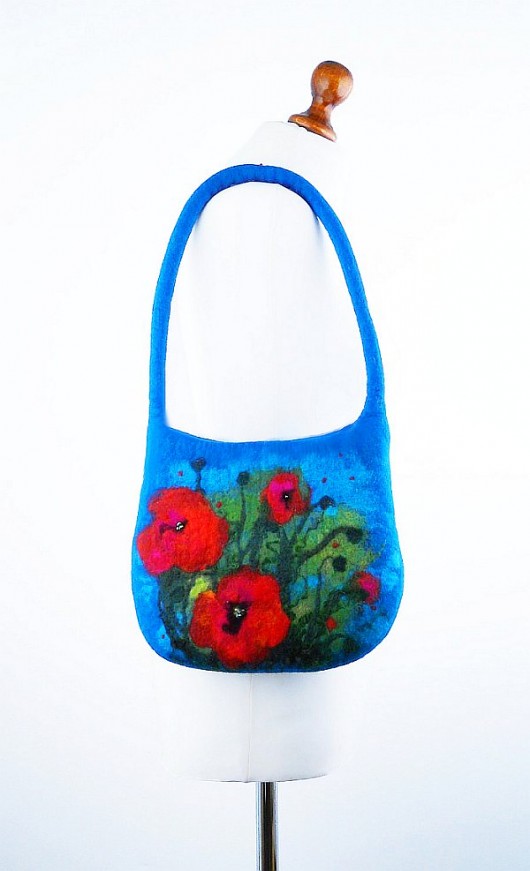 Turkusowa Jedwabnofilcowa Torebka: Living Bag filcant
