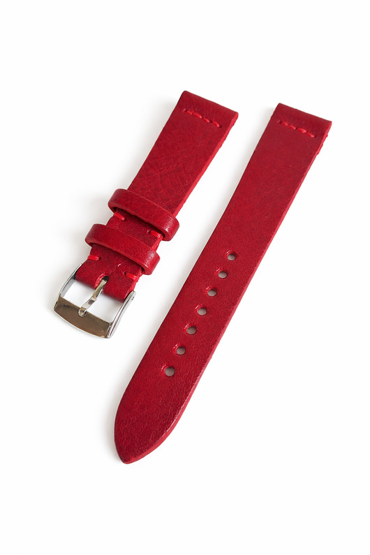 zegarki różne Pasek do zegarka  rozm: 18 mm czerwony skóra naturalna