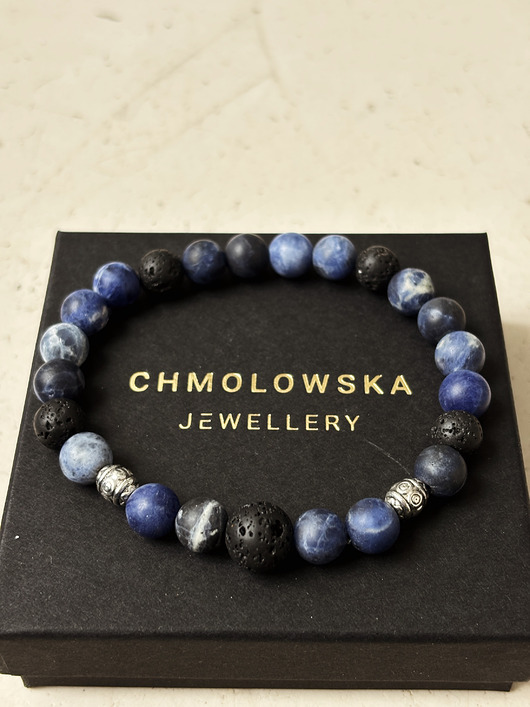 biżuteria męska Bransoletka męska Sodalit i Lawa