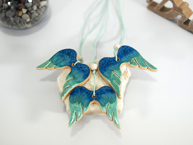 ozdoby choinkowe Skrzydła anioła - ceramiczne ozdoby choinkowe