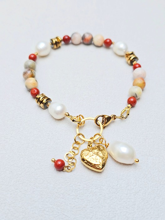 bransoletki z kamieni naturalnych Bransoletka Złote Serce