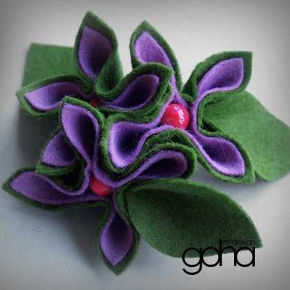 Liliowa z oliwką- Biżuteria Autorska FlowerFelt Design