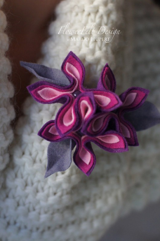 wrzosowa broszka FlowerFelt Design