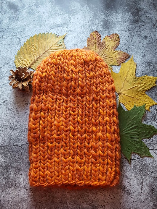 Czapka zimowa beanie rudy mix Made by Jaga