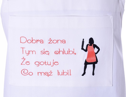 fartuchy kuchenne Fartuch Kuchenny bawełniany biały haftowany Dobra żona EXTRA PREZENT