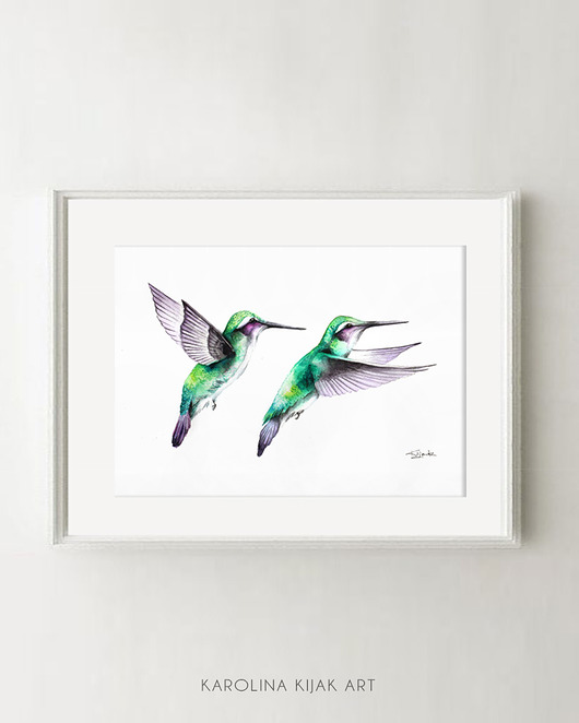 Para kolibrów - plakat autorski Karolina Kijak