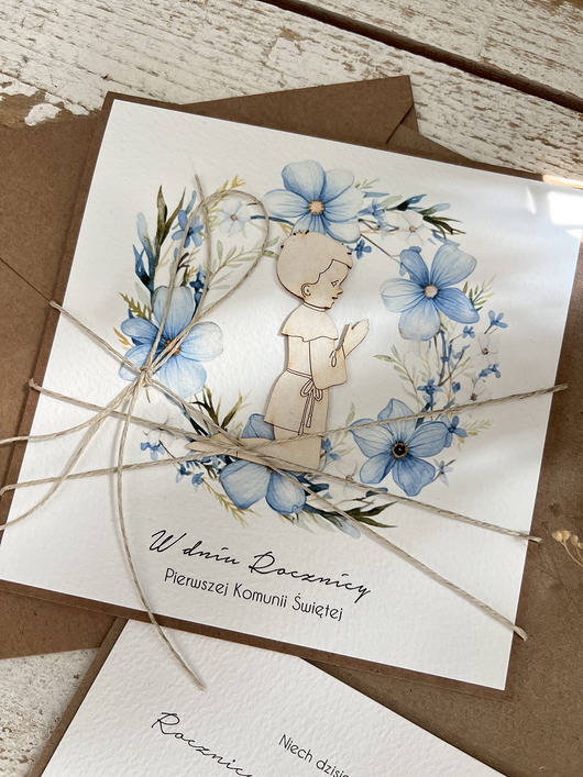 kartki na komunię Kartka ręcznie robiona z okazji rocznicy komunii świętej - odnowienie przyrze