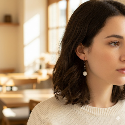 kolczyki z kamieniami Eleganckie, biało czarne kolczyki z howlitem, oksydowane