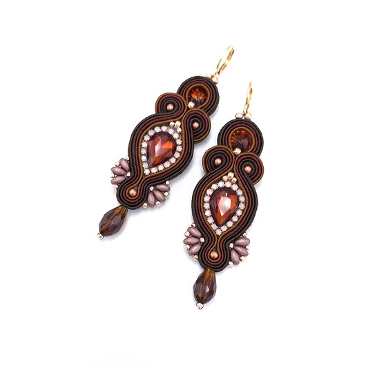 kolczyki soutache Kolczyki sutasz brązowe długie wieczorowe Orina