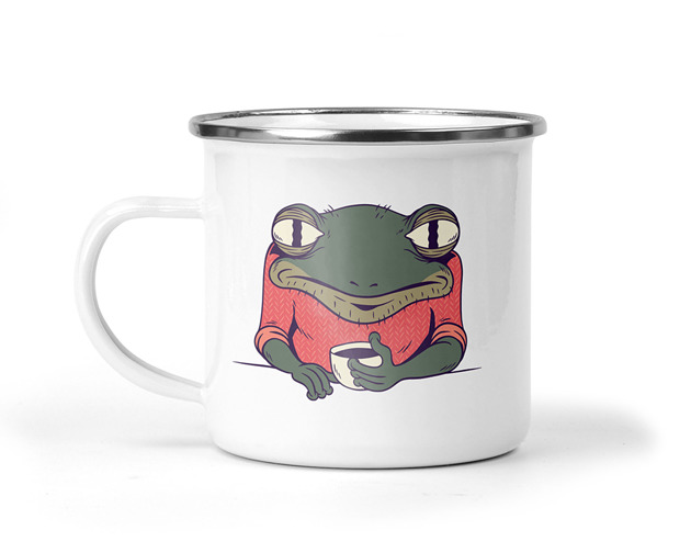 kubki Kubek metalowy kofeinowa żaba