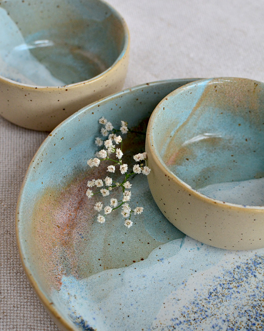 miski i misy Zestaw misek ceramicznych Spokojne wody