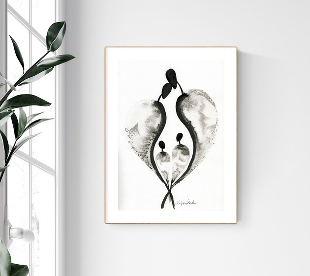 grafika A4 wykonana ręcznie, abstrakcja, Krystyna Siwek Art