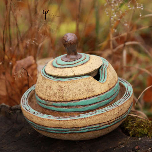 Ceramiczny komplet - turkus i brąz w inspiracji